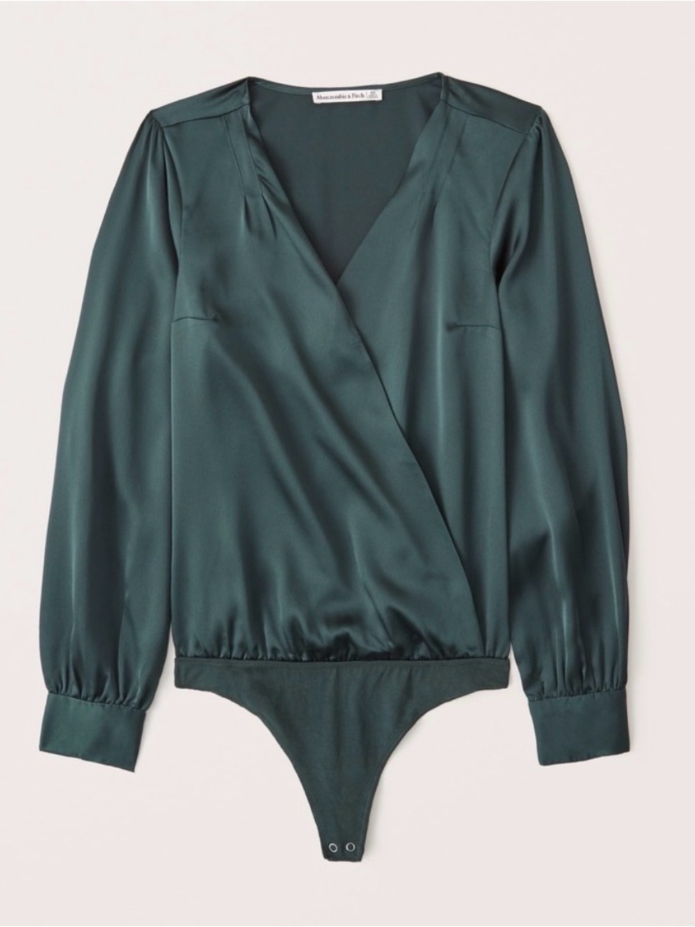 Abercrombie & Fitch Dark Teal Satin Wrap Bodysuit